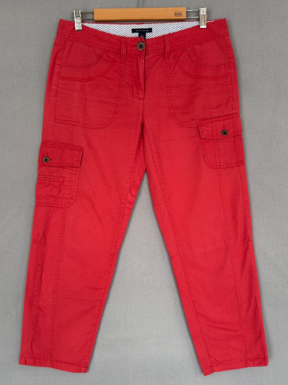 Tommy Hilfiger Cargo Pants Women's Size 6 Red Cotton Lightweight Utility Outdoor